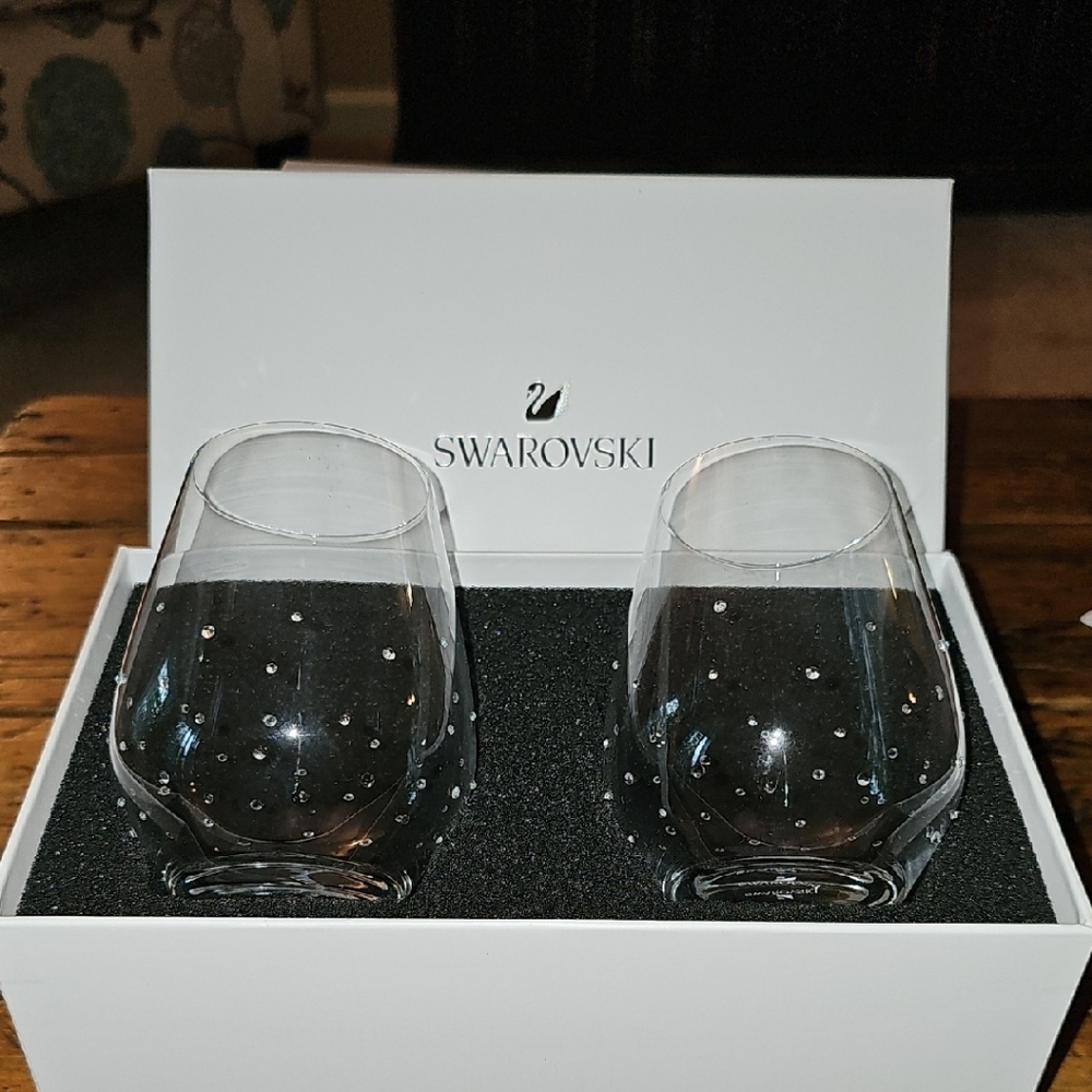 Swarovski Crystal Stemless Wine Glass Set